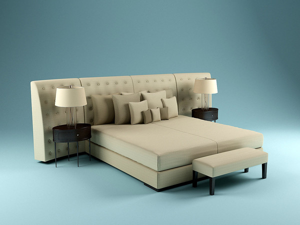flexform caress bed 3d model - flexform - caress bed.rar by kupfer